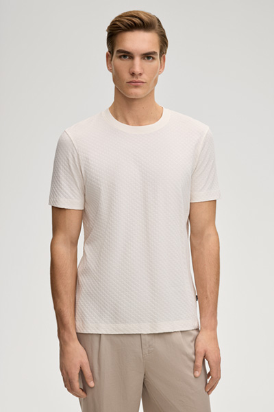 T-Shirt Enrique in Offwhite strukturiert