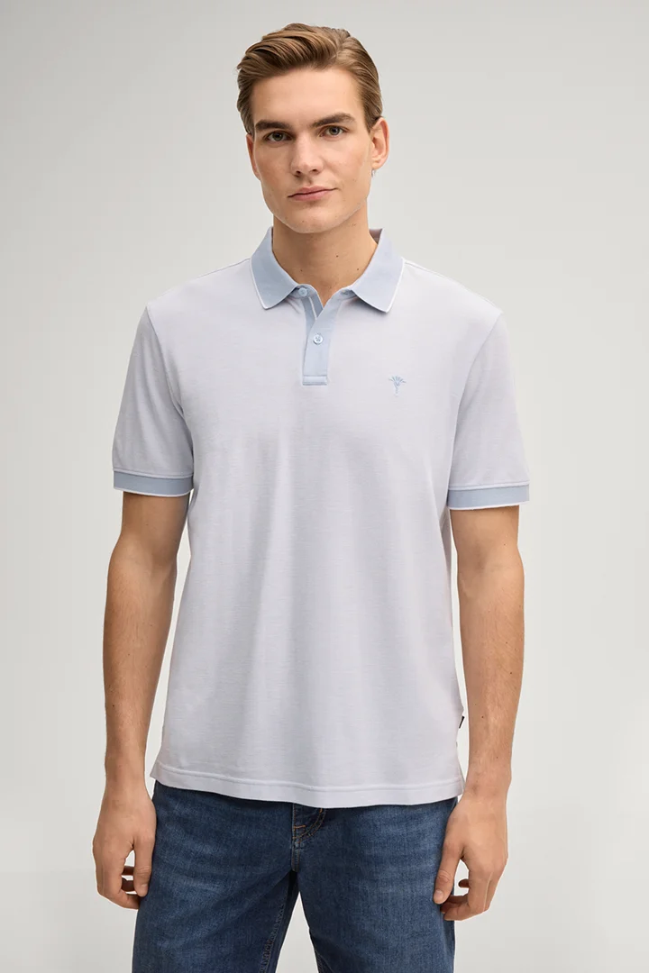 Leads to product detail page "Percyco polo shirt in light blue"