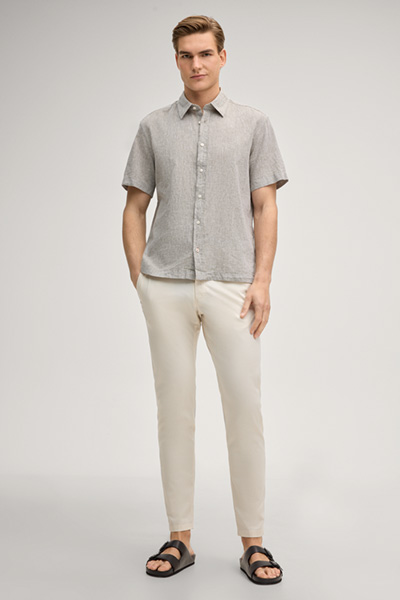 Haris short-sleeved shirt in marl khaki