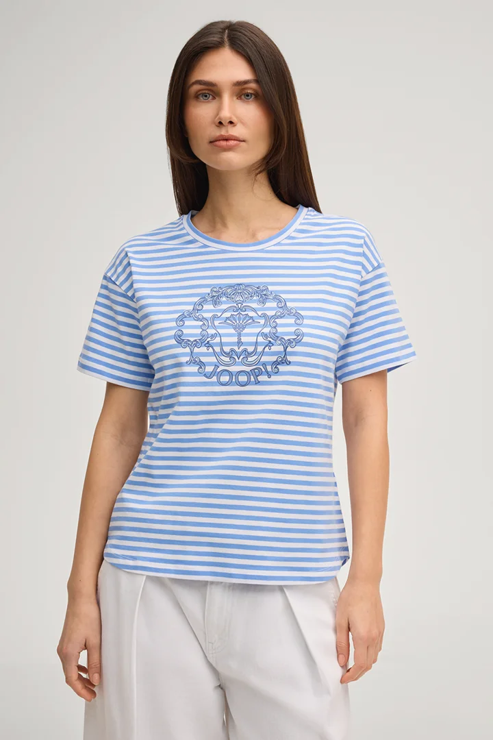 Führt zu Produktdetailseite „Cornflower T-Shirt Tele in Blau/Weiß gestreift"