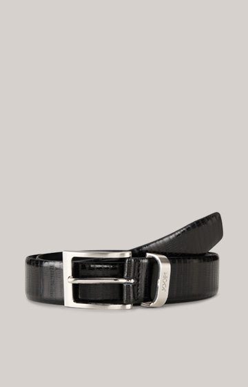 Reptile-embossed Belt in Black
