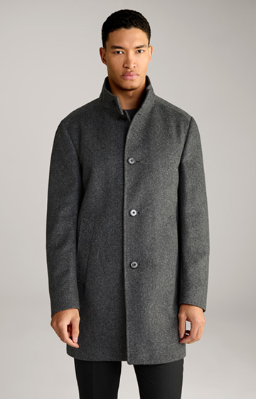 Maron Coat in a Mottled Anthracite Wool Blend