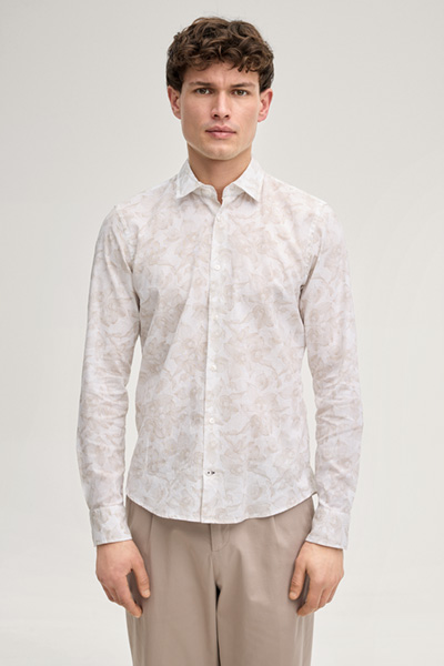 Hemd Pit in Weiß/Beige gemustert