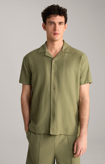 Damian Cotton Shirt in Olive, textured