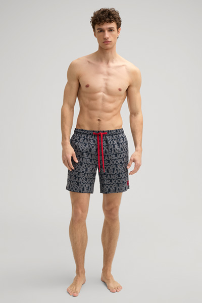 Swimming Trunks in a Navy Pattern