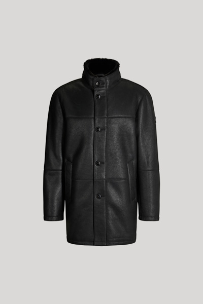 Lammfell-Lederjacke Korton in Schwarz