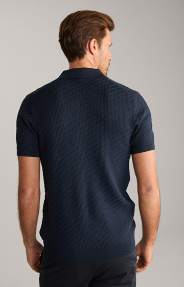 Maurice Knitted Polo Shirt in Navy