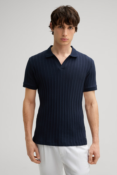 Baron Polo Shirt in Navy, textured