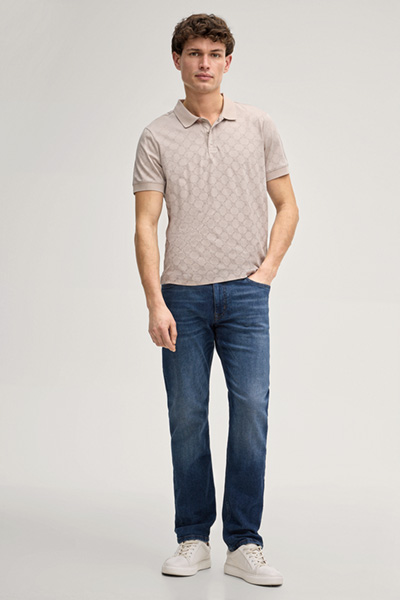 Jesse Cornflower Polo Shirt in Beige