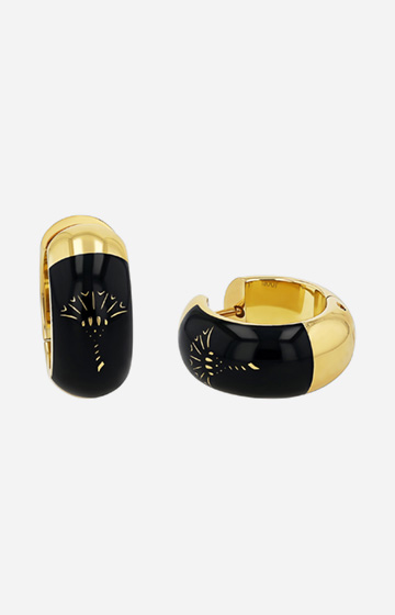 Hoop Earrings with Enamel Black in Gold/Black