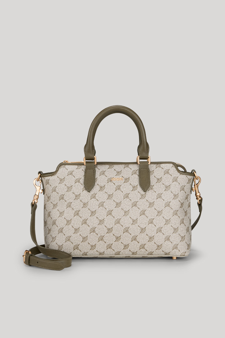 Leads to product detail page "Mazzolino Lauren Handbag in Khaki"