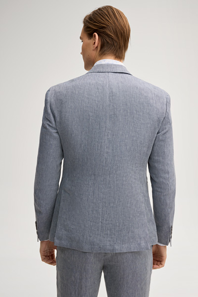 Hoverest linen jacket in mottled mid-blue
