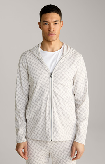Loungewear Hoodie Sweatshirt Jacket in Off-white