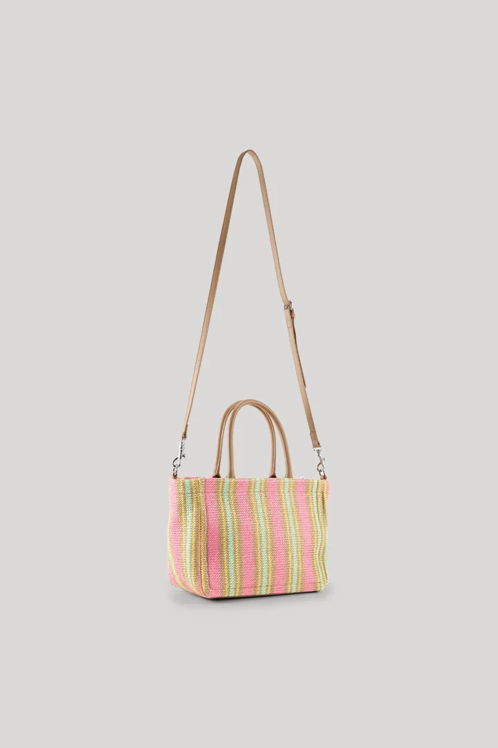 Leads to product detail page "Istria yvette shopper bag in rose and mint stripes"