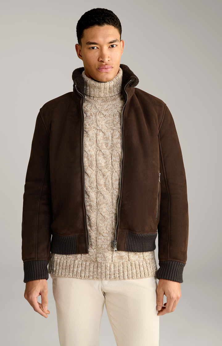 Razor Shearling Jacket in Dark Brown