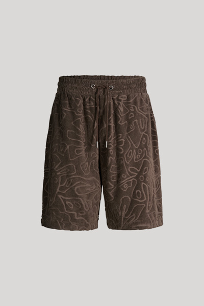 Leads to product detail page "Wailoa patterned sweat shorts in dark brown"