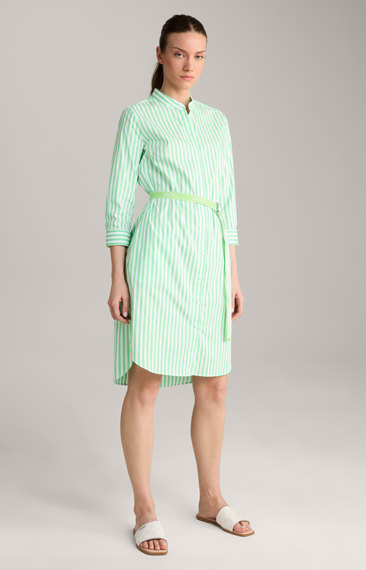Blusen-Kleid in Grün/Weiß gestreift