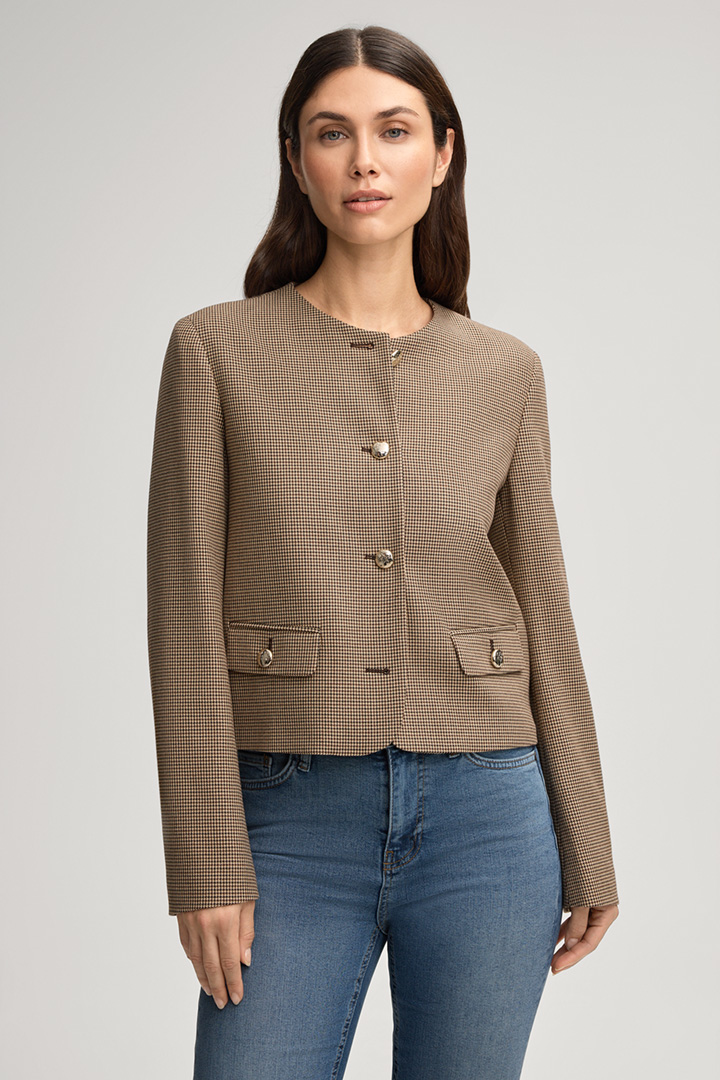 Leads to product detail page "Jodi Blazer in a Beige/Brown Pattern"