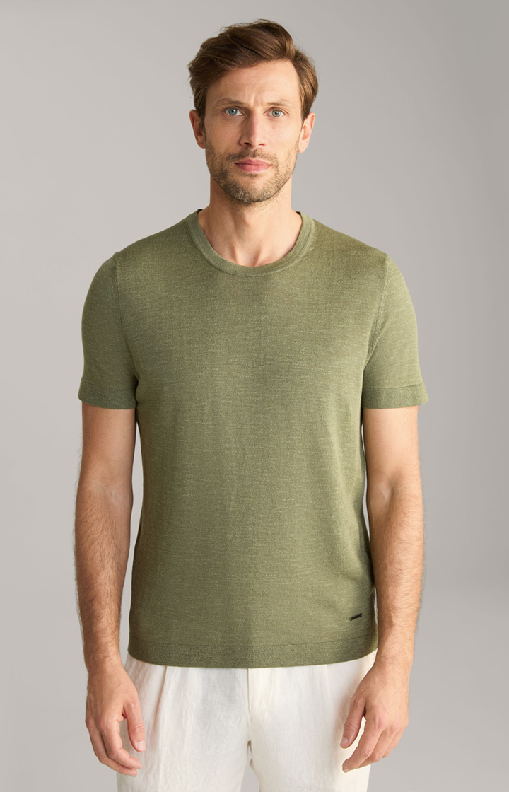 Maroso Linen Blend T-Shirt in Olive