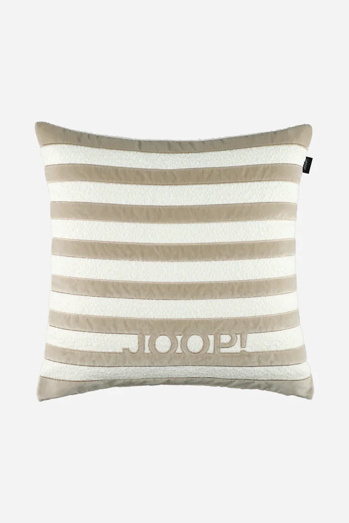 Leads to product detail page "Decorative cushion with fleece filling JOOP! FABRICS STUDIO in natural stripes, 60 x 60 cm"