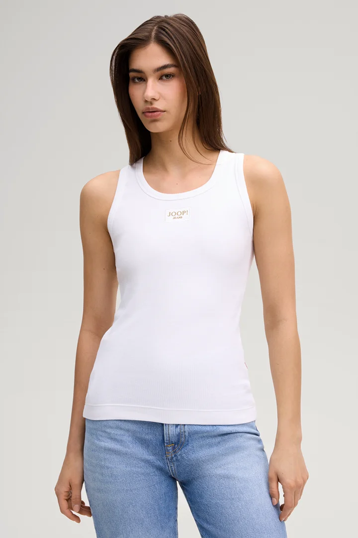 Leads to product detail page "Tana Ribbed Top in White"