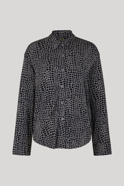 Animal Print Pyjama Shirt in Oxford/Grey