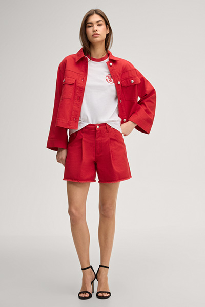 T-Shirt Tordis in Weiß/Rot