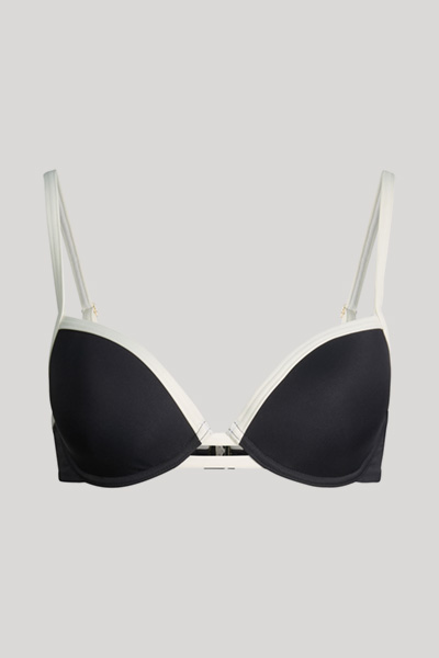 Ironed bikini top in black/off-white