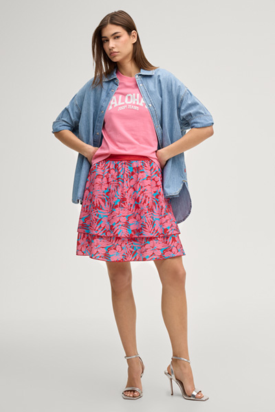 Rock Safia in Pink/Blau gemustert