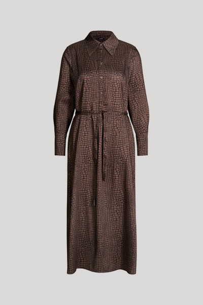 Hemdblusenkleid in Braun gemustert