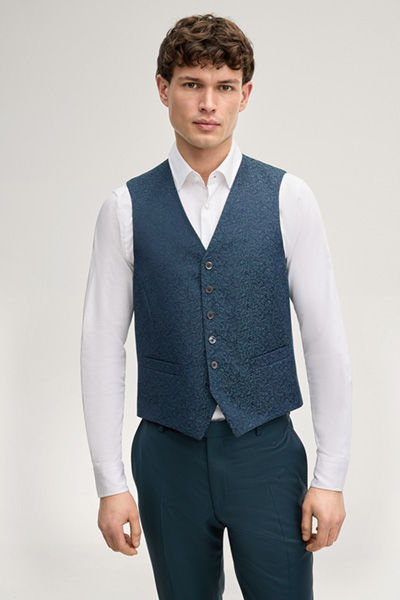 Weazer Suit Waistcoat in a Petrol Pattern