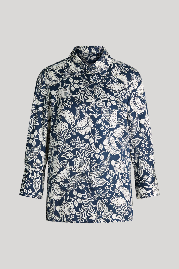 Bluse Bärbel in Navy/Weiß gemustert