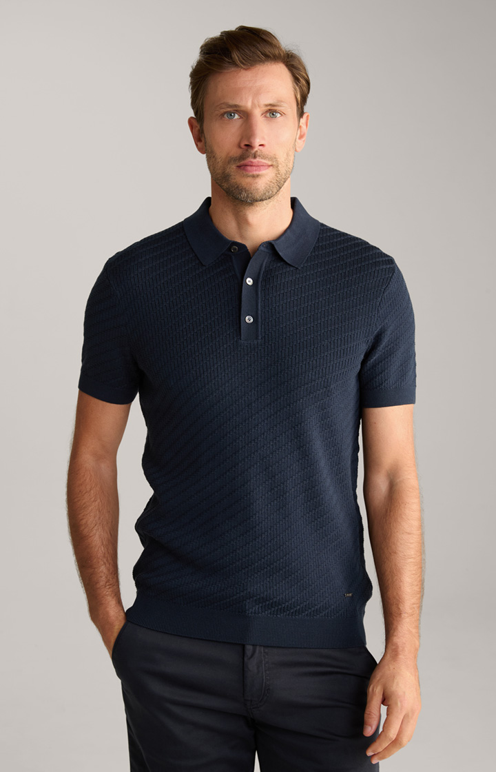Maurice Knitted Polo Shirt in Navy