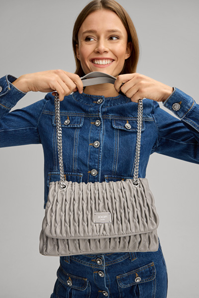 Schultertasche Ruga Emma in Grau