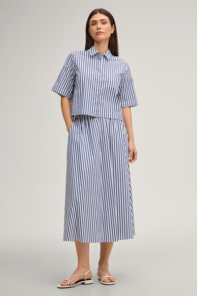 Hemdbluse Bette in Navy/Weiß gestreift
