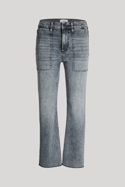 Straight Jeans Elektra, mittlere Taille in Blau Stone washed