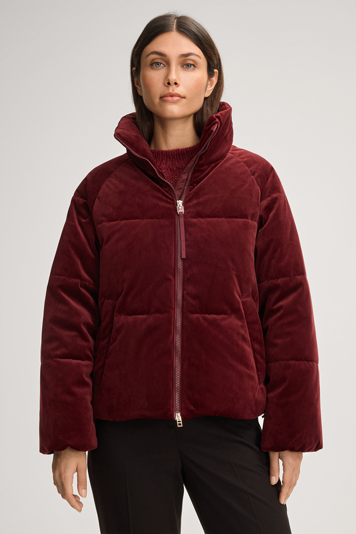 Leads to product detail page "Oana Quilted Jacket in Bordeaux Red"