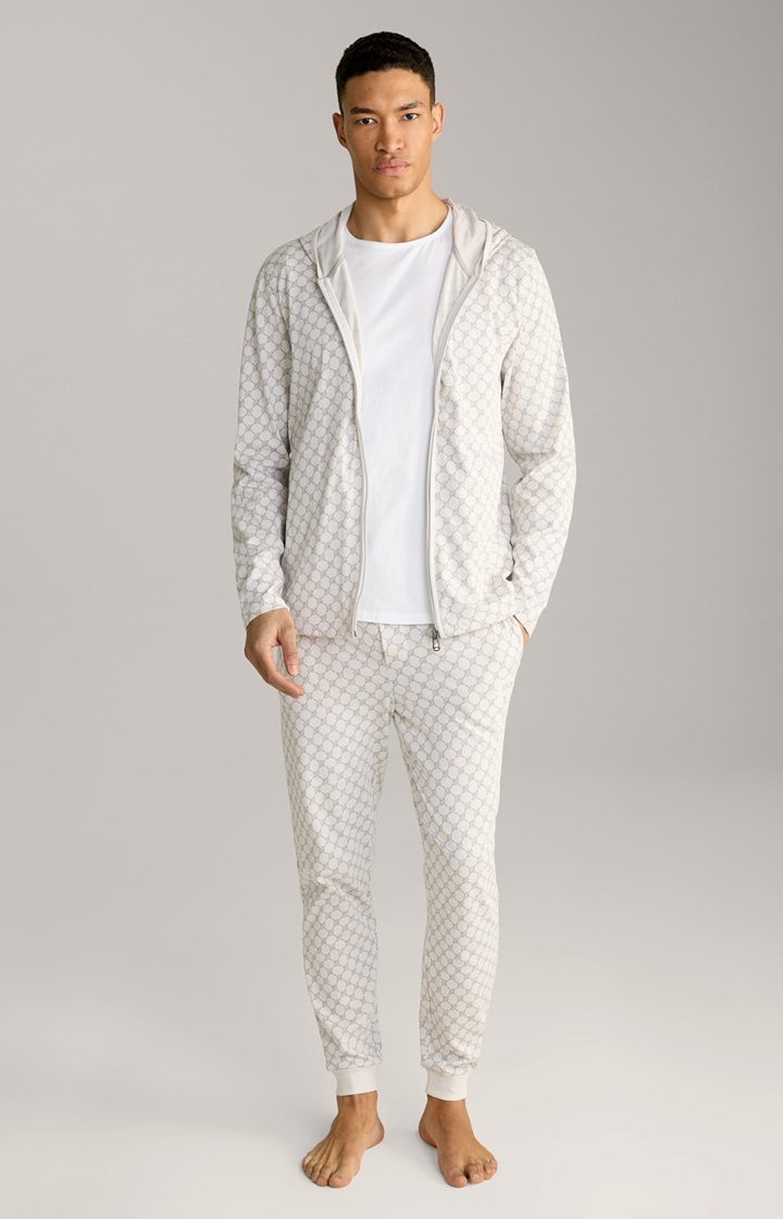 Loungewear Hoodie Sweatshirt Jacket in Off-white