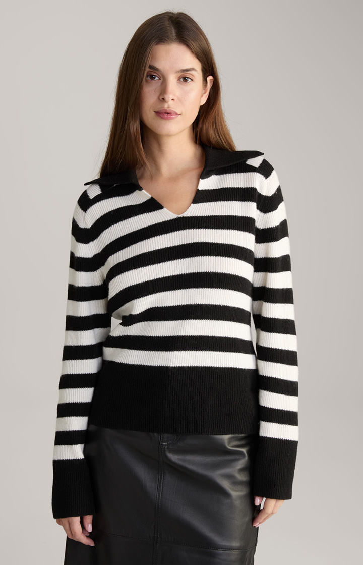 Kimmy Striped Sweater in Black and White