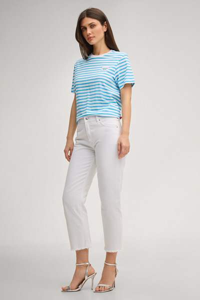 Teele T-shirt in Turquoise/White Stripes