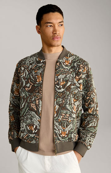 Danger College Jacket in Green and Brown, patterned