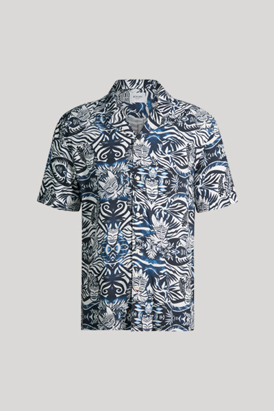 Hanes short-sleeved shirt in blue/white pattern