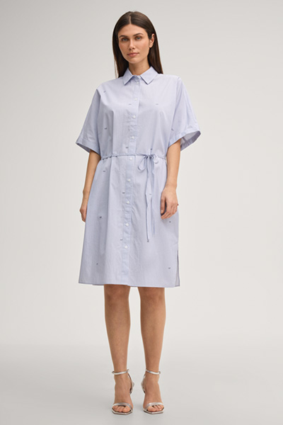 Hemdblusenkleid Davinia in Blau/Weiß gestreift