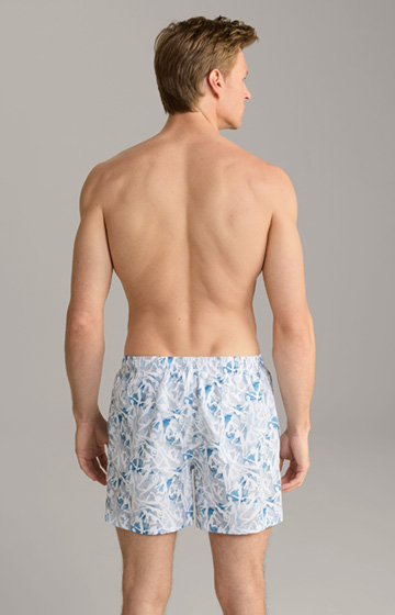 Nissi Beach Swimming Shorts in a White/Blue Pattern