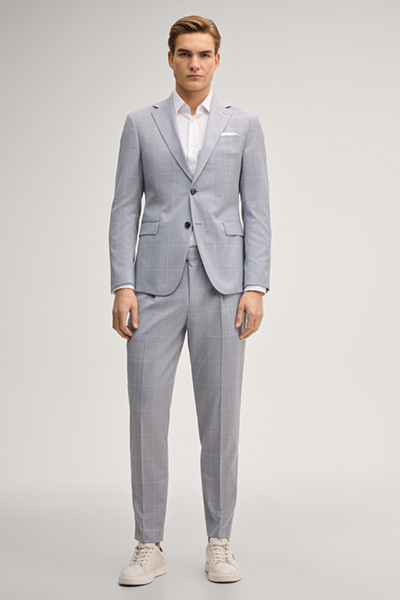 Baukasten Anzughose Rennet in Hellblau kariert