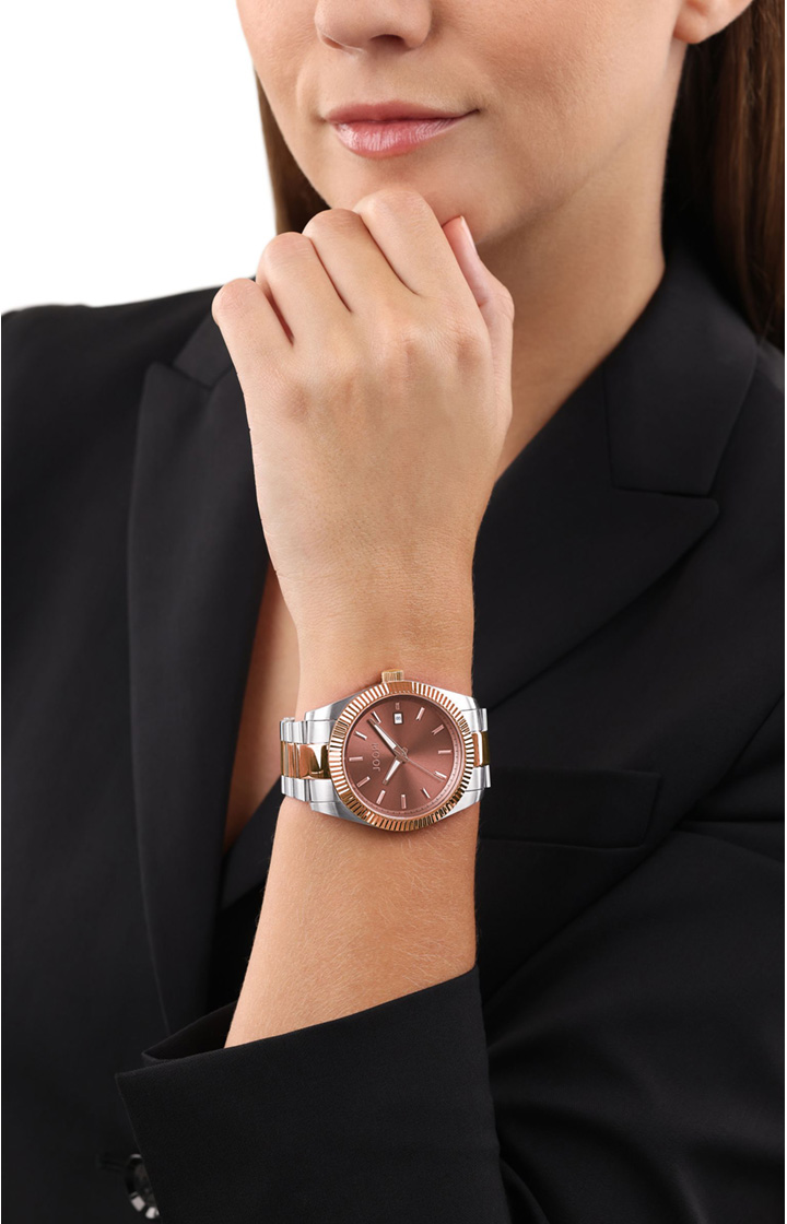 Unisex wristwatch in silver/rose gold