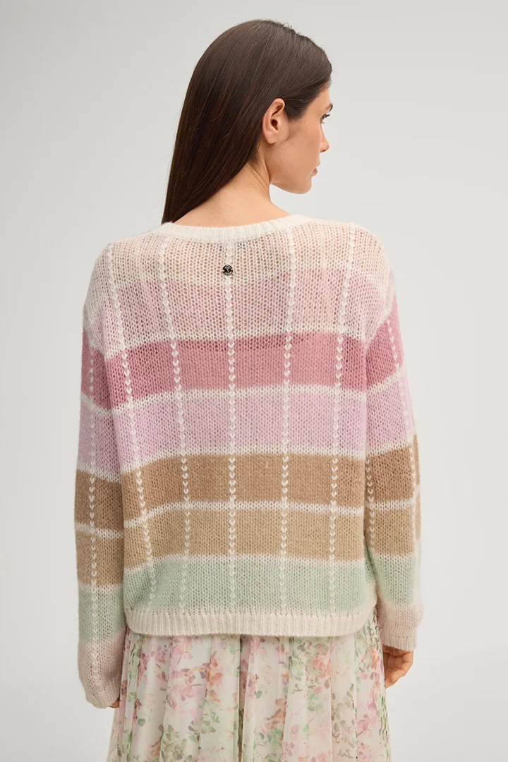 Pullover Kulti in Rosé/Hellbraun kariert