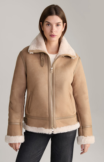 Lammfelljacke in Light Beige