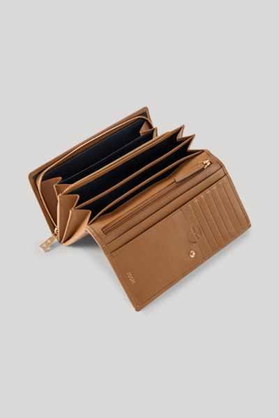 Führt zu Produktdetailseite „Geldbörse Leggero Stampa Europa in Cognac"