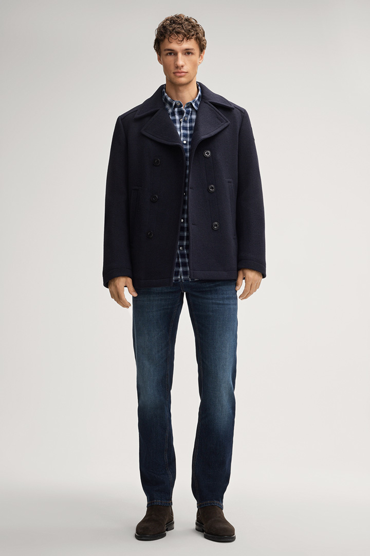 Leads to product detail page "Gifford Caban Jacket in Dark Blue"